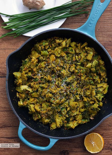receta salteado de brócoli con especias y coco